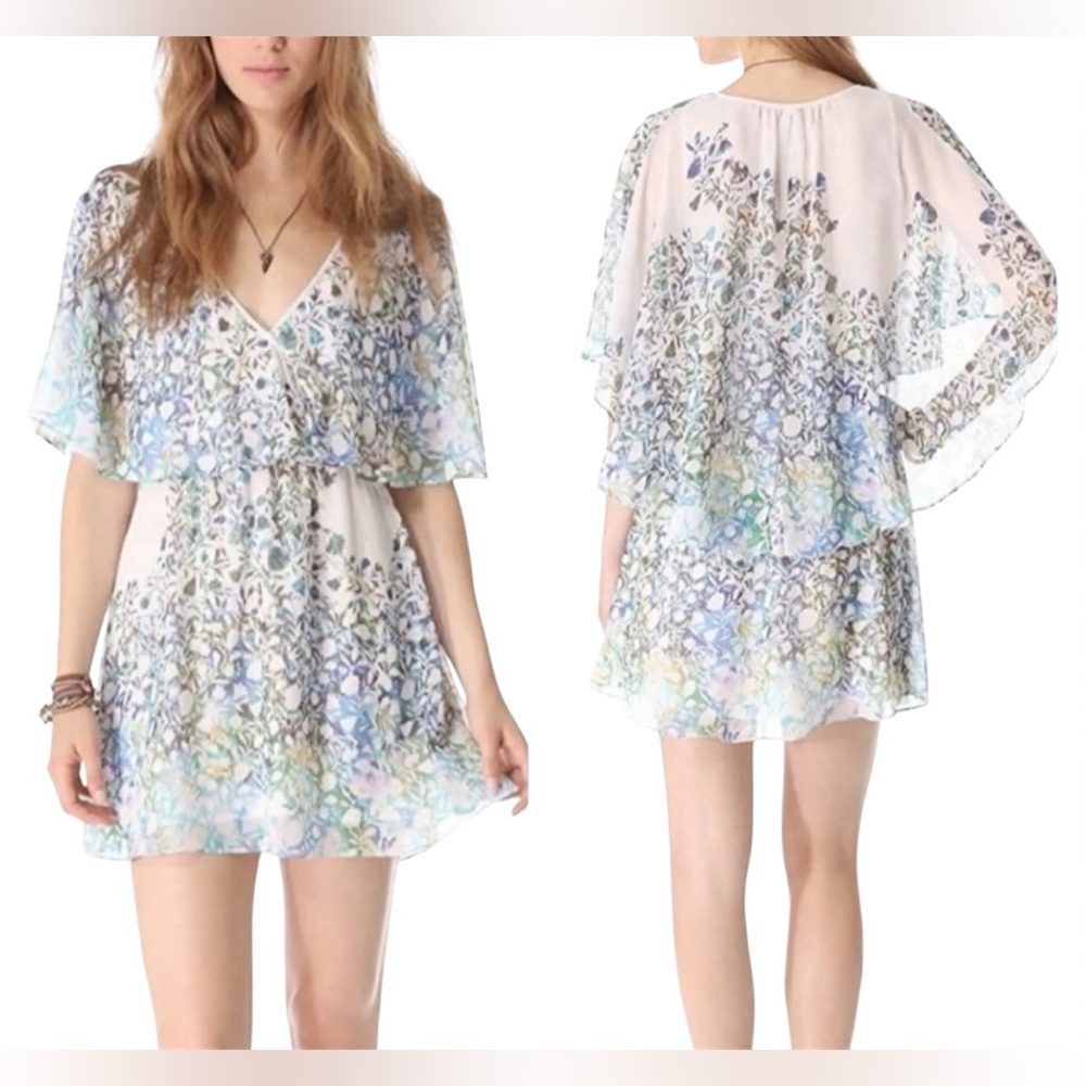 Free People Multicolor Floral  Sparks Fly Mini Cape Dress XS